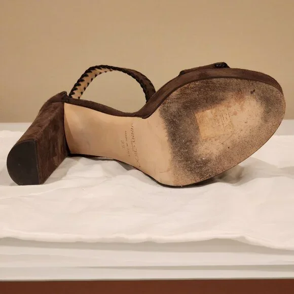 Excellent EU39 Jimmy Choo Platform Sandal Holly Chocolate Brown Suede - Picture 6 of 11
